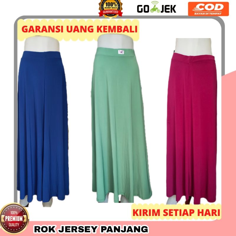 ROK PANJANG WANITA POLOS JERSEY rok fashion wanita muslim bahan kaos Jersey rok cewek cewe perempuan model A payung  ibu dewasa fashion muslim wanita bahan rok jumbo bigsize wanita model terbaru terkini panjang tebal warna warni