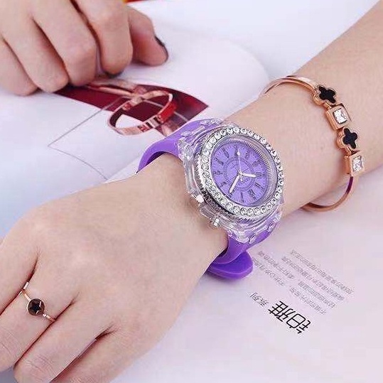 Rowling (Jam-37) Jam Tangan Geneva Jam Tangan Wanita Diamond Rhinestone LED Quartz Women Watch/Jam Tangan LED Import