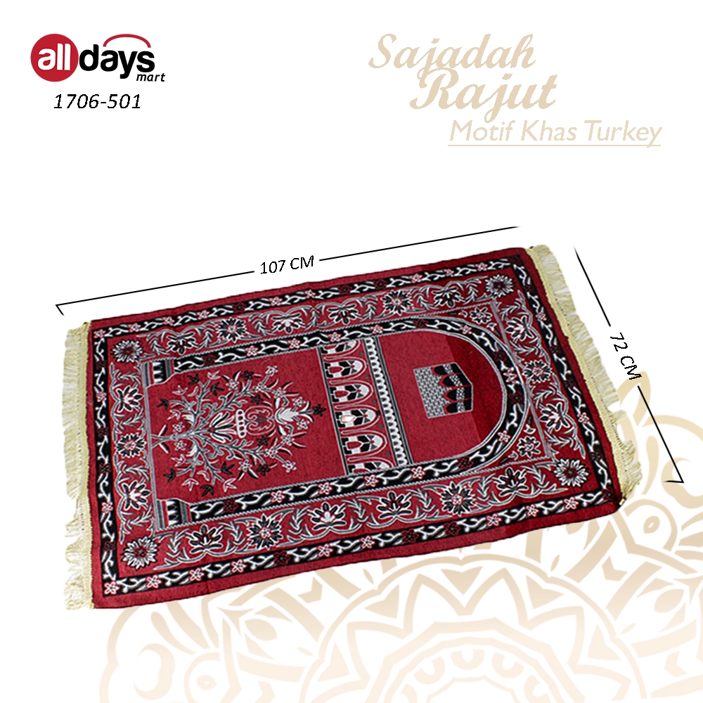 Alldaysmart Sajadah Rajut Khas Motif Turkey [107x72 CM] Random Colour