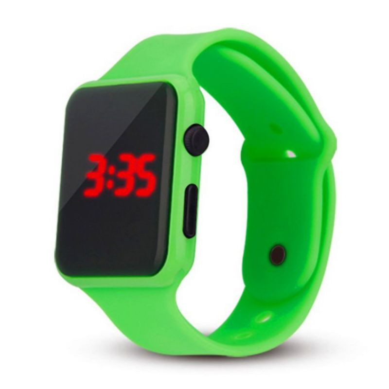 JAM TANGAN LED PRIA WANITA ELEKTRONIK DIGITAL LED-Hijau