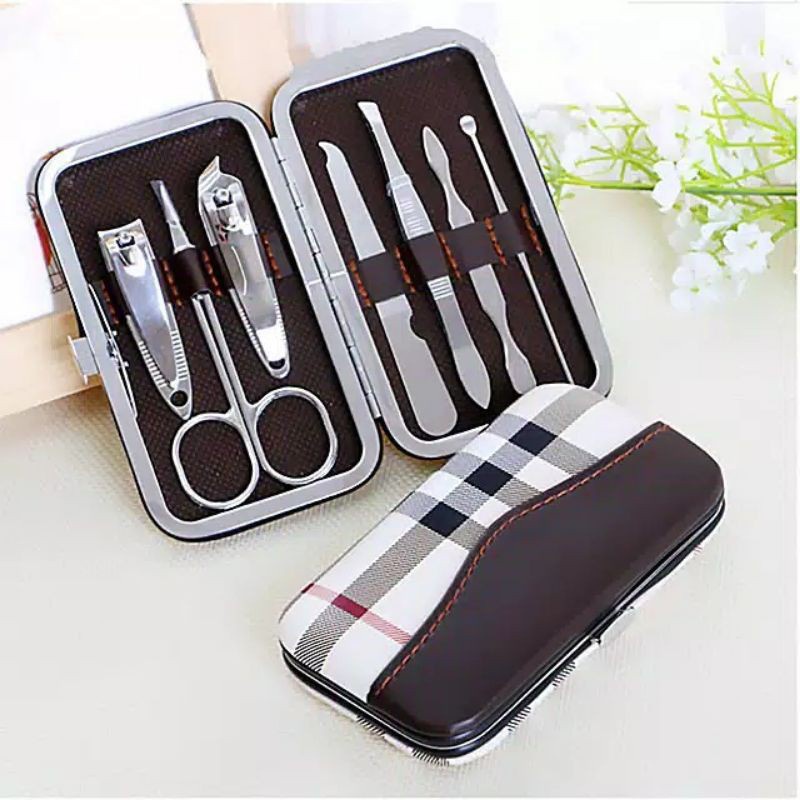 INFY - R507 COD Peralatan Menicure 7in1 Mini Stainless Stell Gunting Kuku Portable Tools Set Dengan Dompet