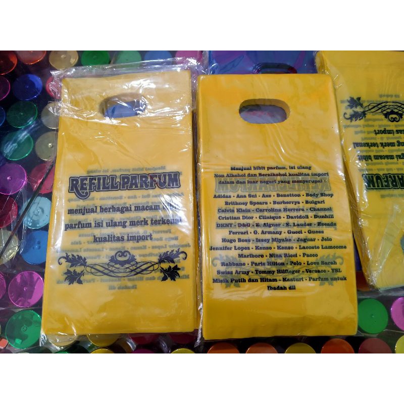 Kantong plastik shopping bag keresek parfum 19x10 isi 100pcs