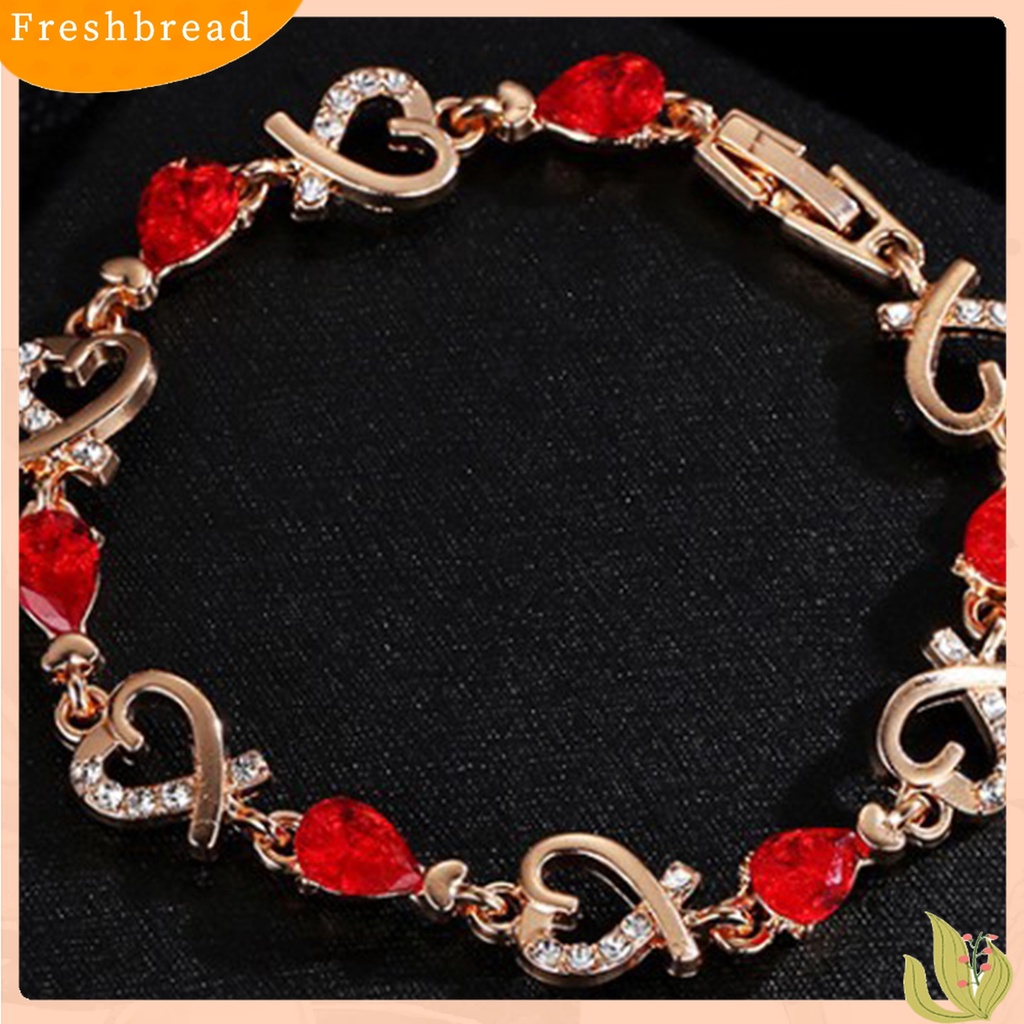 Terlaris Heart Hollow Women Bracelet Zinc Alloy Colorful Rhinestone Chain Bracelet Jewelry Accessory