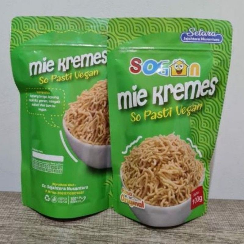 

Mi - Mie Kremes Sogan Vegan & Vegetarian (langsung santap)seblak dan ori