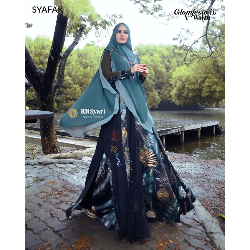 RITZ SYAR'I] GAMIS SYARI / DRESS SET MEWAH ORIGINAL KOLEKSI TERBARU GLAMFESTO 1.0 V WAKTU " SYAFAK" 