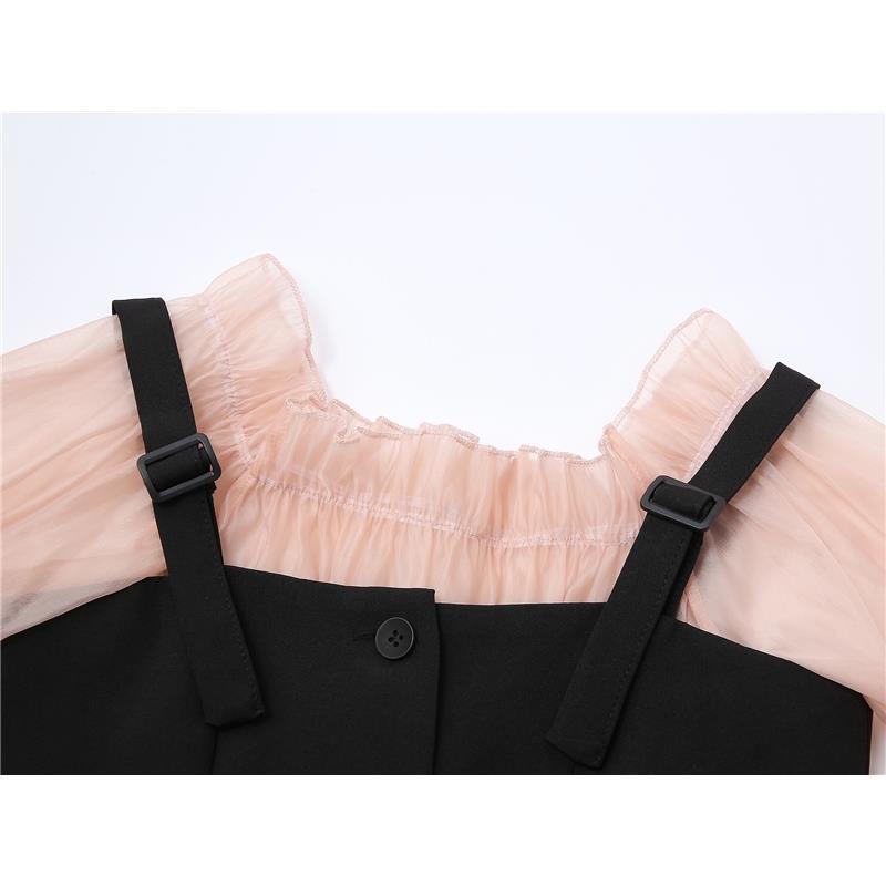 MATTUCLB pendek suspender top suit wanita musim panas lengan pendek ramping desain rasa kemeja organ