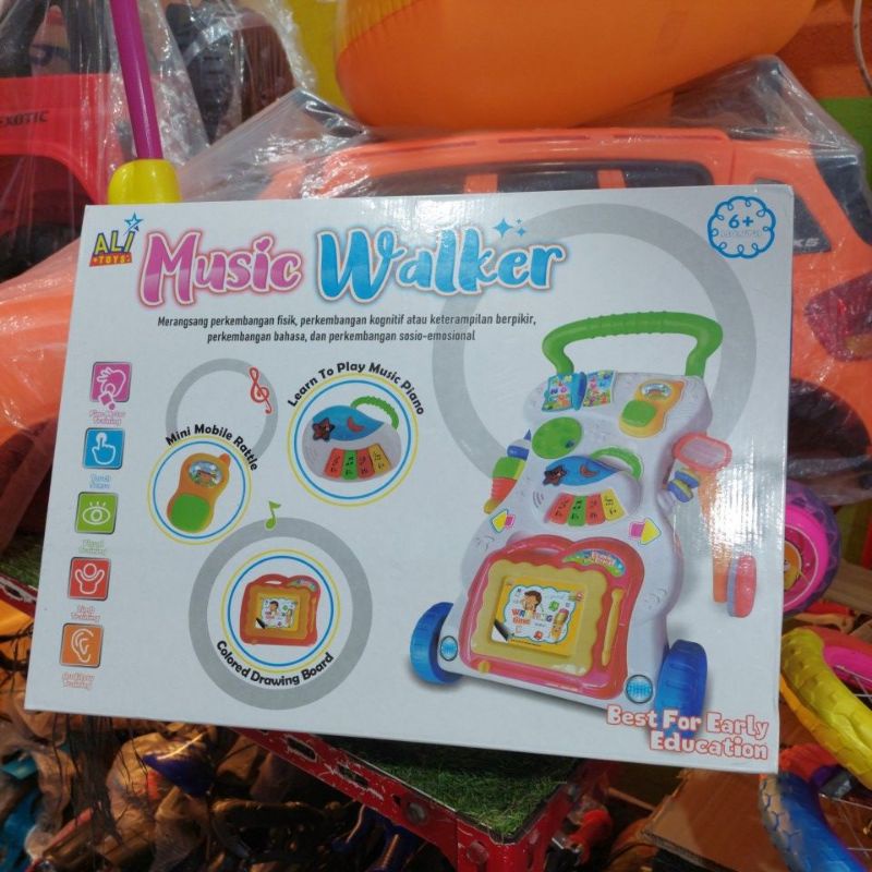 Music Walker Push Walker Mainan Anak Bayi Kereta Dorong Baby