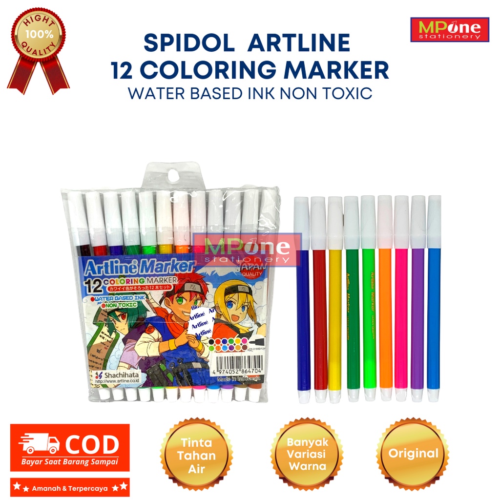 

Spidol Artline / Spidol Warna Artline Coloring Marker EK-316 / 12 Warna