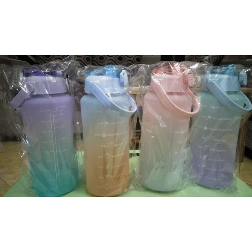 Botol Minum Motivasi Penanda Waktu Viral Korea 2000ML / Gradient Colour Sport Water Bottle GRADIASI 2 LITER WARNA WARNI