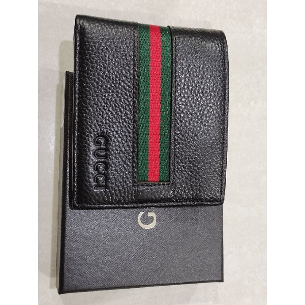 dompet lipat kulit list hijau 3922
