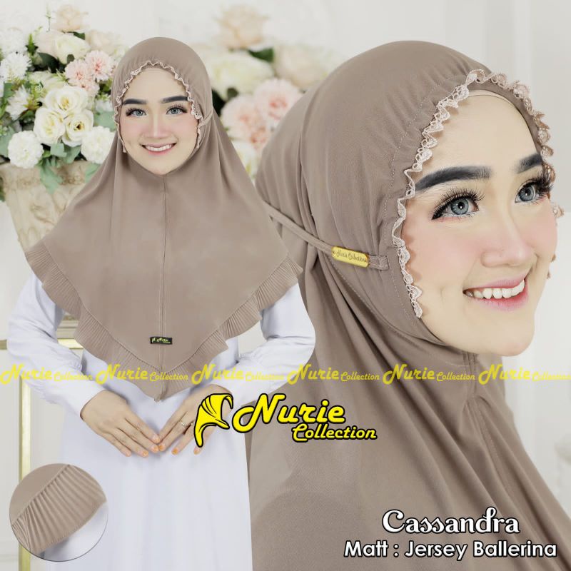 (Ori Nurie) CASSANDRA •jilbab instan jersey ballerina•bergo instan tali renda