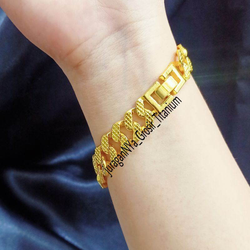 TITANIUM GELANG RANTAI SISIK NAGA+CINCIN PERHIASAN UNISEX LAPIS EMAS ANTI BERKARAT&amp;ANTI LUNTUR TERMURAH BARANG TERBAIK