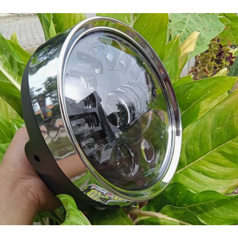 DAYMAKER 7 INCH 19 LED 75WATT KOTA BIRU SET BATOK LAMPU HONDA TIGER REVO TIREV BARONG TINGGAL PASANG