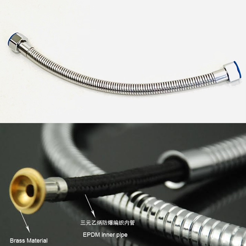 SPEC Selang Fleksible Flexible Hose 30 cm / Selang Wastafel Panas Dingin High Pressure 1/2 Inch