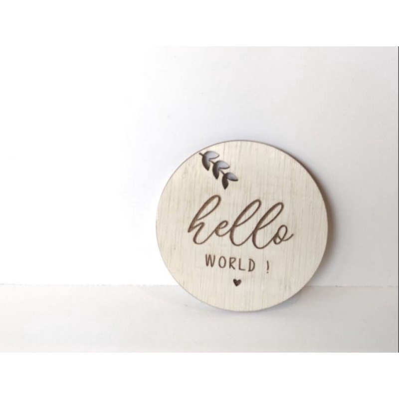 Hello world wooden plaque|foto instagramable baby newborn