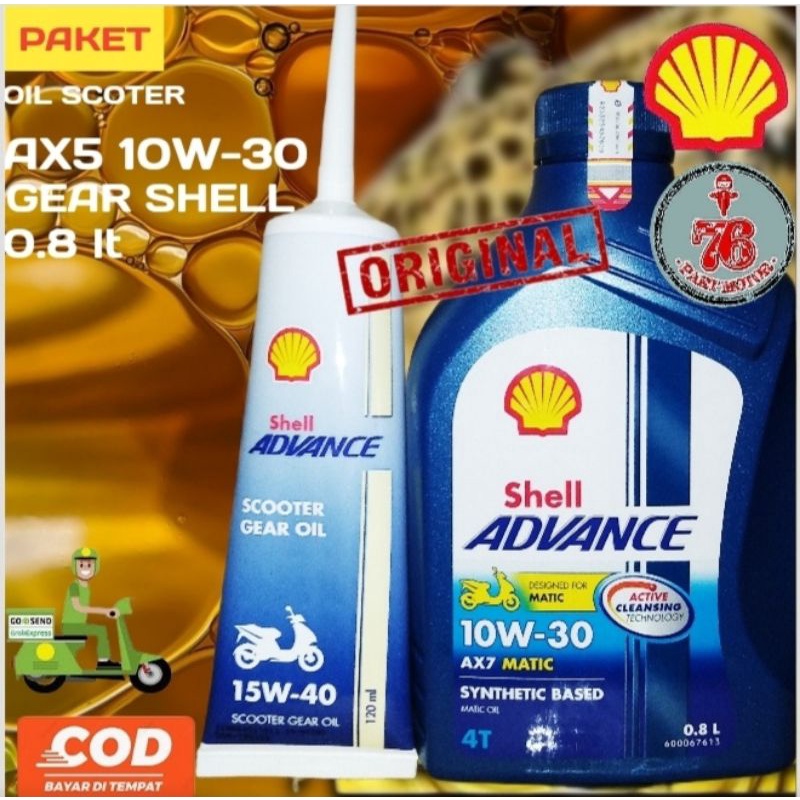 PAKET OLI SHELL ADVANCE MATIC AX7 0.8 lt 10w-30+oli gear shell