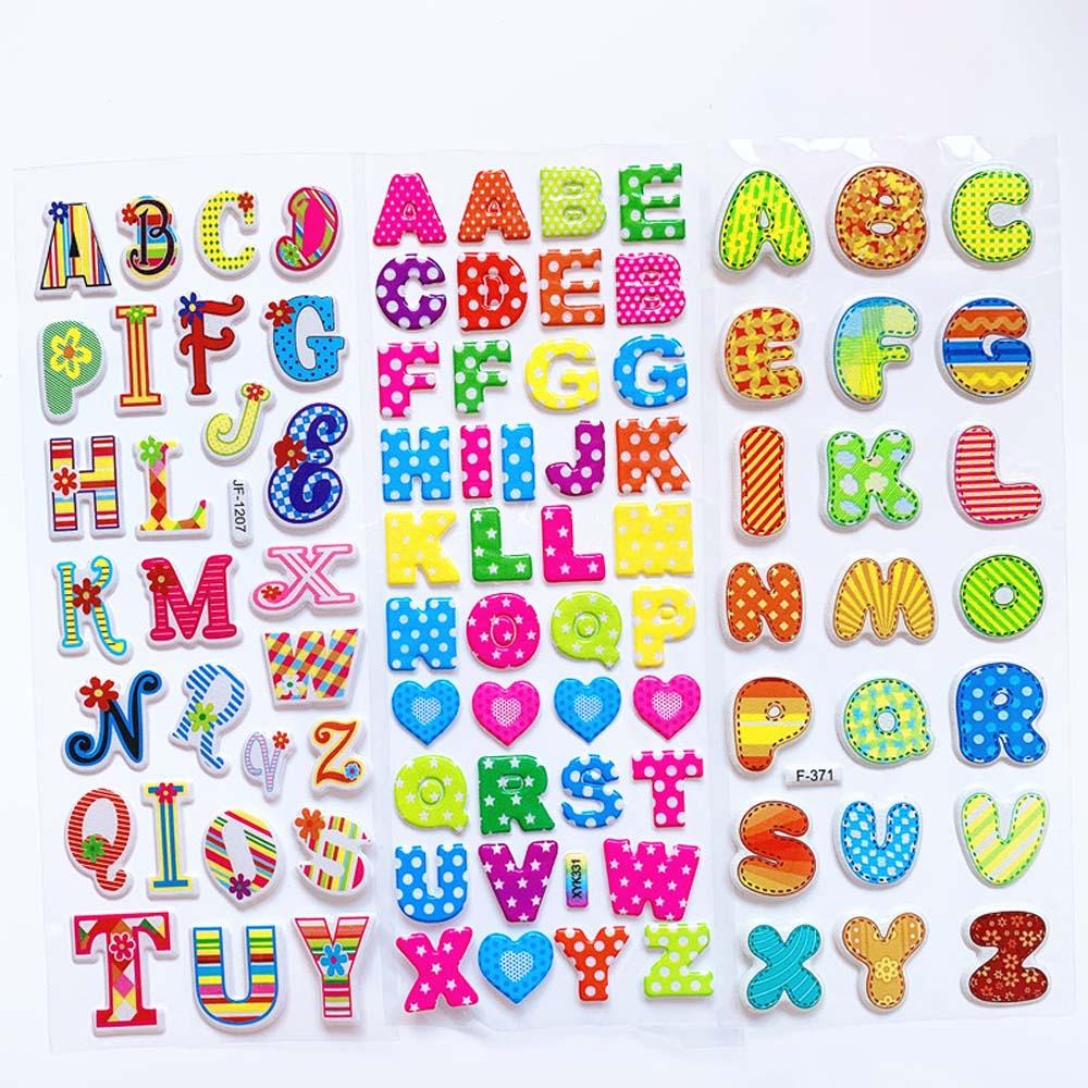 Quinton Bubble Stiker Kartun Chidren Number Stiker Hias Alfabet Bahasa Inggris Stationery Sticker PVC Stiker Kartun