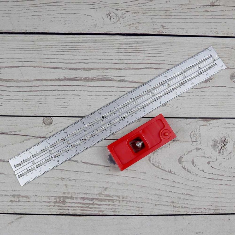 Penggaris Combination Square Angle Ruler Woodworking 12 Inch - 0121 - Red/Silver