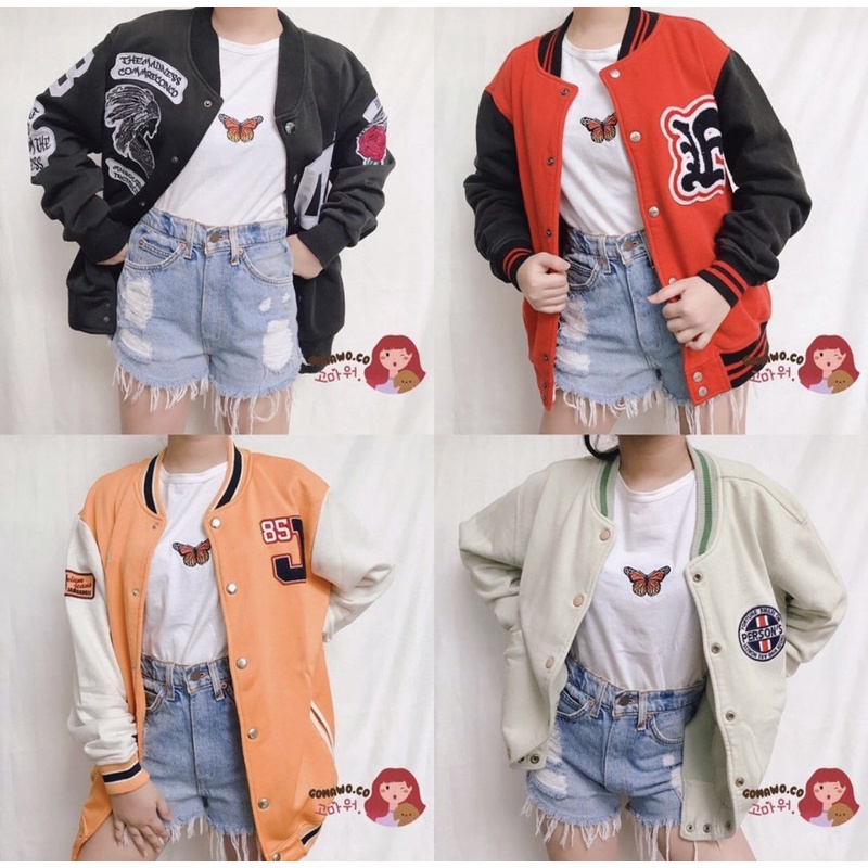 VARSITY JACKET UNISEX STREETWEAR KOREAN