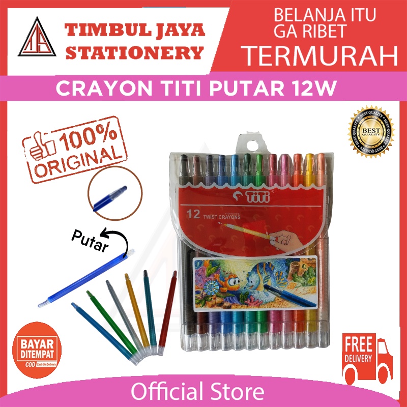 

Joyko Titi crayon Krayon oil pastel Puter 12 Warna Crayon putar Joyko 12 w anak Krayon Joyko