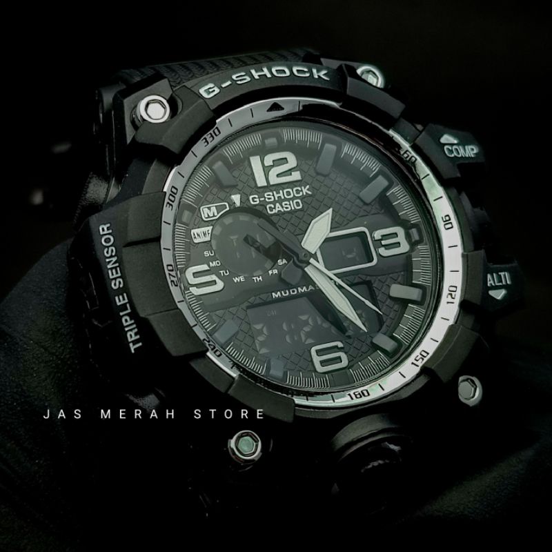 JAM TANGAN PRIA CASIO G-SHOCK BLACK SILVER GWG 1000 GRADE A DUALTIME TAHAN AIR