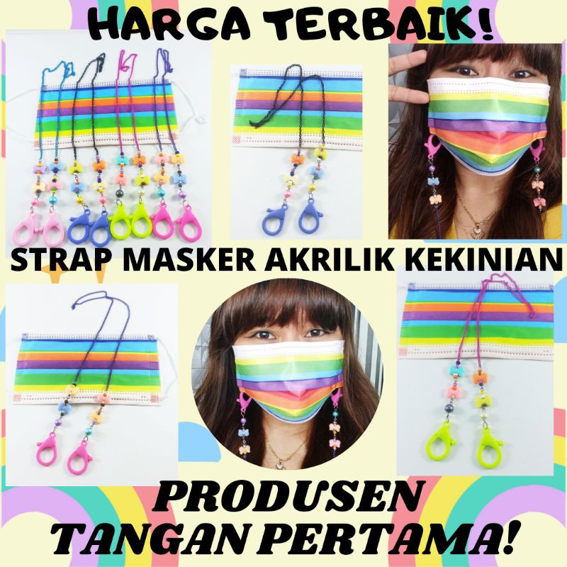 Strap Mask Rantai Masker Akrilik Pita - Lanyard Konektor Kalung Masker Handmade Tokopelanginicer