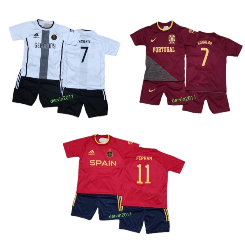 setelan anak baju bola prancis portugal argentina spanyol piala dunia kids world cup