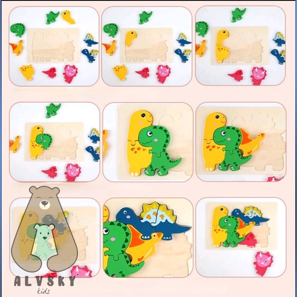 MAINAN EDUKASI PUZZLE 3D CHUNKY KAYU / WOODEN PUZZLE 3D ANIMAL
