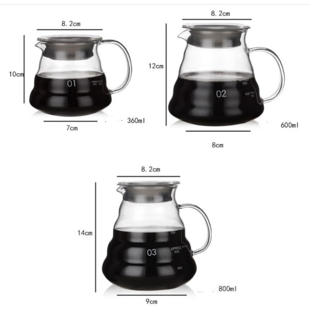 Server Kopi V60 Coffee Maker Pot Drip Kettle Glass Teko Kaca Barista Espresso Pitcher