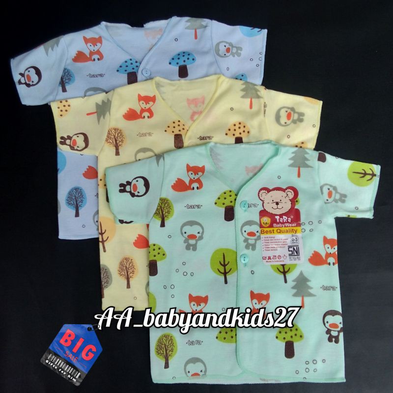 3Pc Baju Bayi Tara Necci Lengan Pendek Newborn Warna Bahan Lembut dan SNI