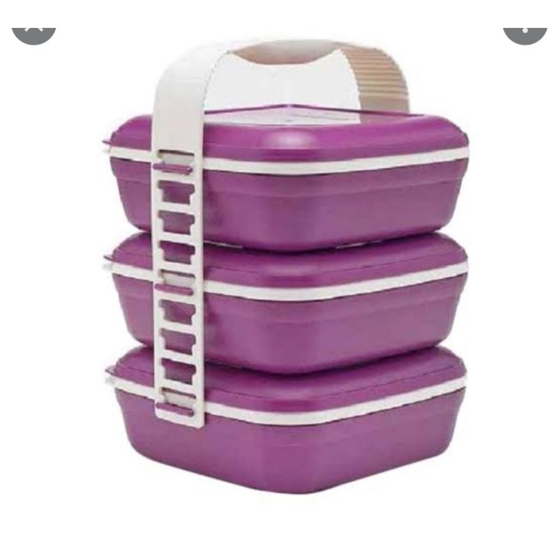 picnic set trio ungu / purple tupperware
