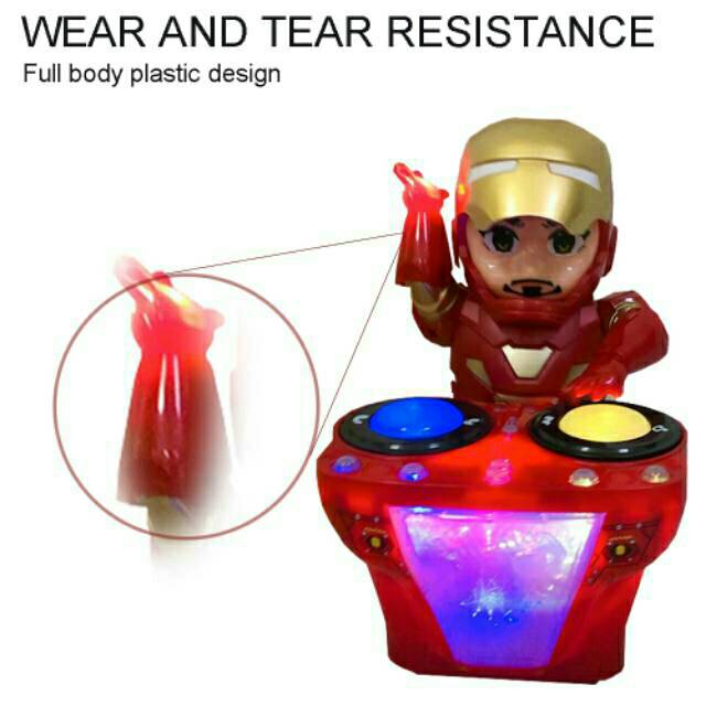 Mainan Robot Dance DJ Ironman Dengan Musik Dan Lampu