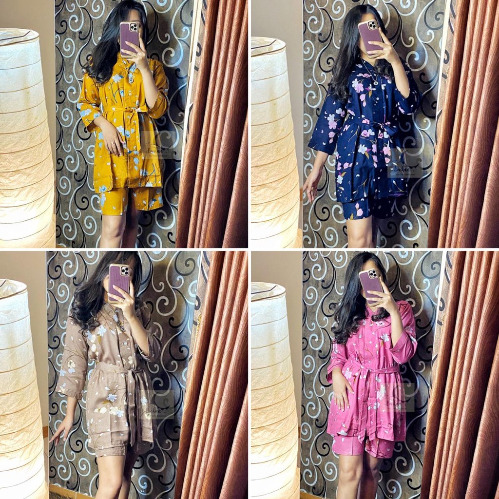 (Jamin RealPict!) Set KIMONO 2in1 Rayon Viscose Baju Tidur Piyama Pajamas