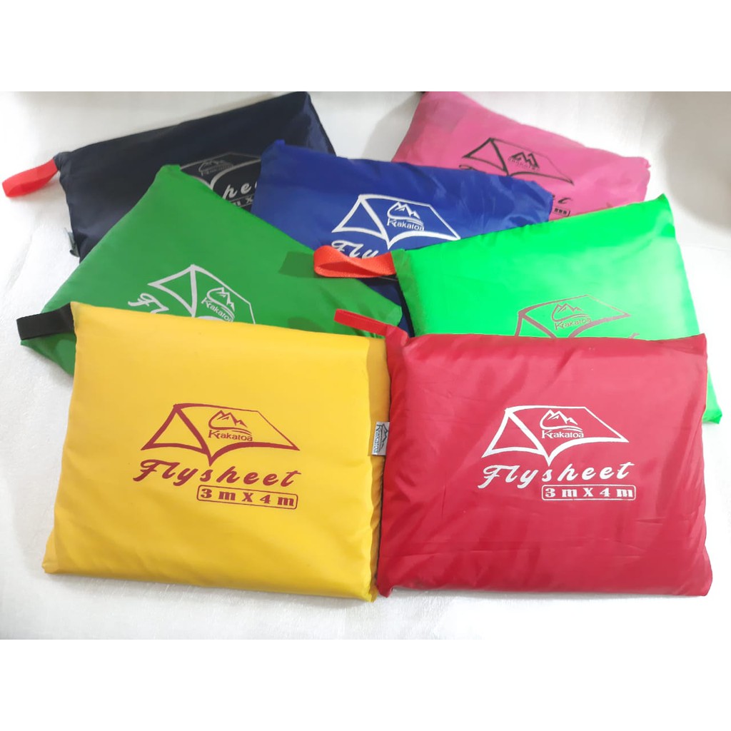 【Warna ~ COD】 Flysheet 3x4 Meter Waterproof 16 Lubang Lobang` Tenda Anti Air 4x3 m` 3*4 Bivak 4*3