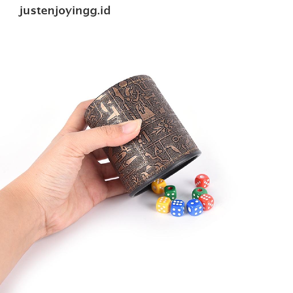 // justenjoyingg.id // 1 pc High Quality Brown Leather Rune Dice Cup PU leather 82x82x91mm ~