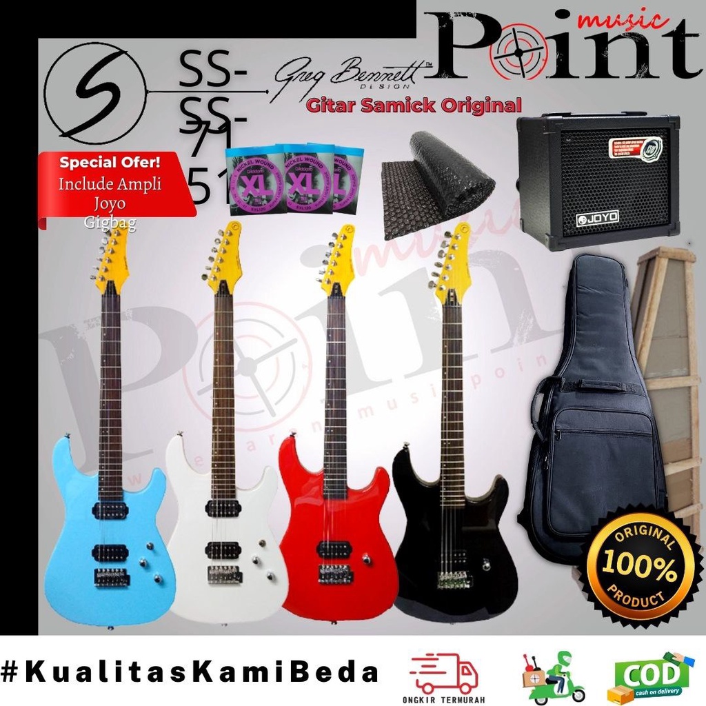 Gitar Listrik atau Gitar Elektrik Samick SS-71 BL Original Full Set Gigbag dan Senar Gitar Elektrik