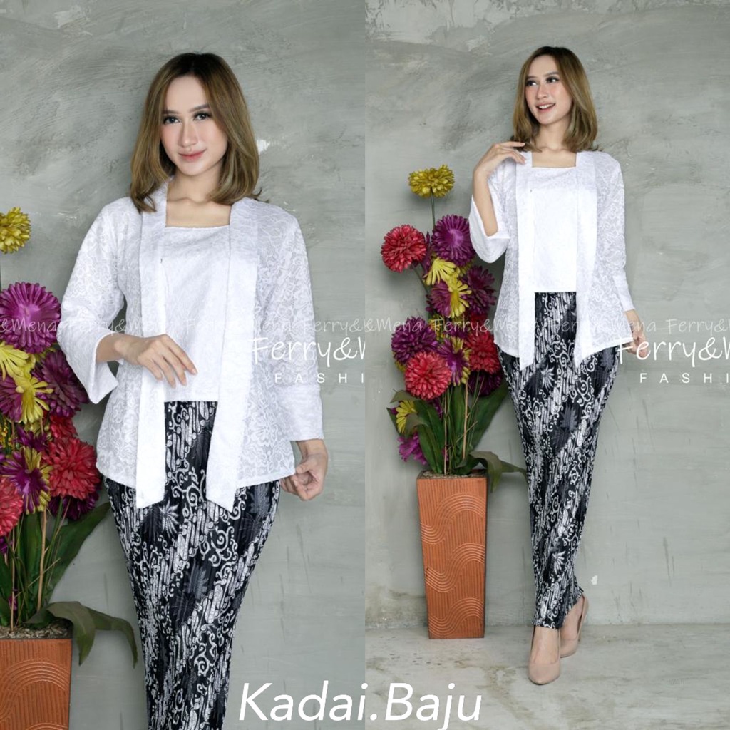 Kadai.baju /Kebaya kutu baru / Kebaya floy brukat kartini / Kebaya tunik modern / Kebaya pesta wanita Size M L XL XXL XXXL