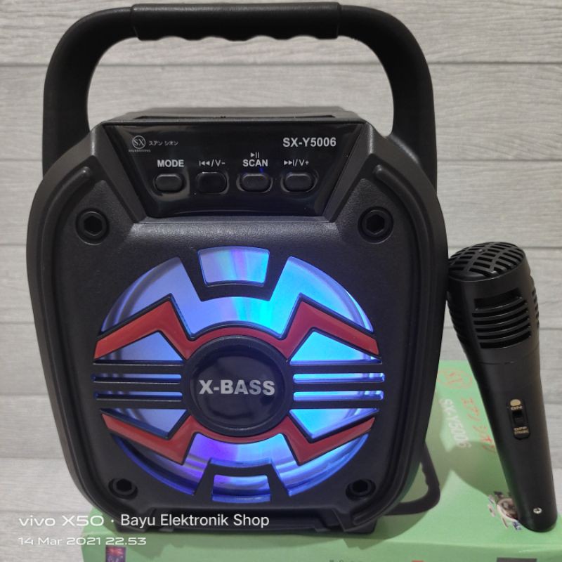 Speaker Bluetooth Karaoke Wireless 6,5 Inchi Bonus Mic Super Bass Big Sound /Salon Aktif Bluetooth