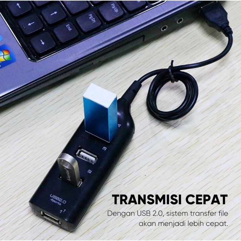 USB HUB 4 Port 2.0 High Speed 1M - Penambah Port USB For PC Laptop