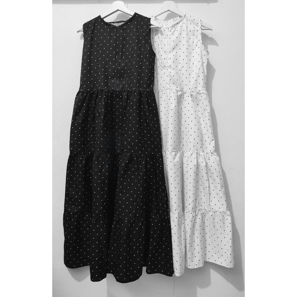 BEFAST - ZFF OOTD Dress MORIYA / Maxi Polka / Pakaian Wanita / Dress Maxy / Fashion Wanita Casual / Dress Motif Polkadot / LongDress Kekinian Remaja Modis / Keluaran Terbaru 2022 / Dress Tanpa Lengan