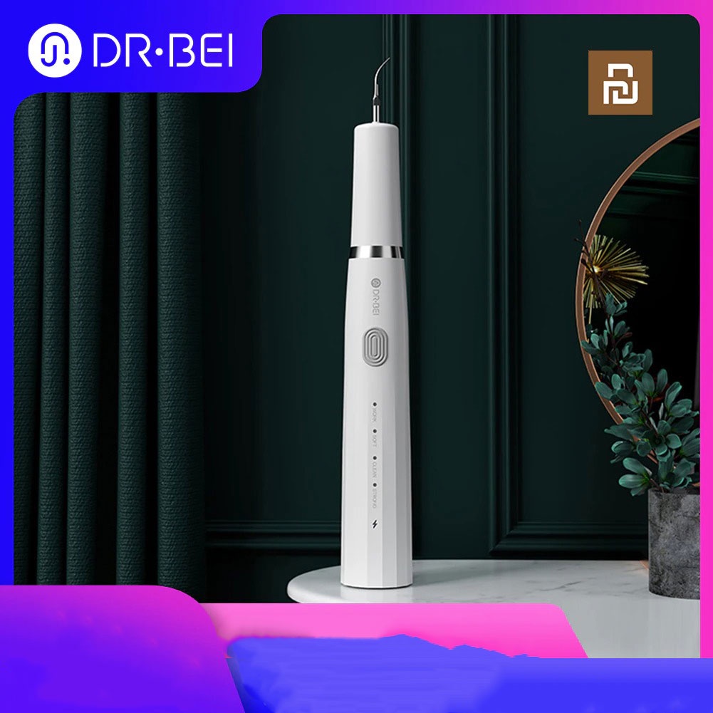 DR. BEI Pembersih Gigi Ultrasonic Electric Dental Calculus Tartar Remover Teeth Scraper - GYC2 - White