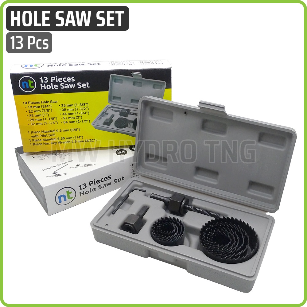 13 pcs Hole Saw Set / Mata Bor Pelubang Hidroponik