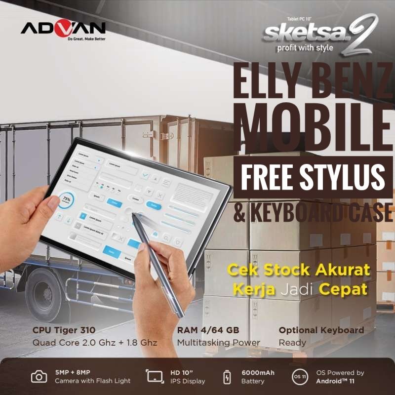 Tab Advan Sketsa 2 Layar 10,1 inch 4GB/64GB New Free Stylus &amp; Keyboard Case Advan Tab Sketsa 2 4/64GB