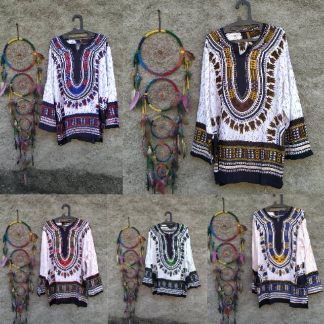 Dashiki putih lengan panjang
