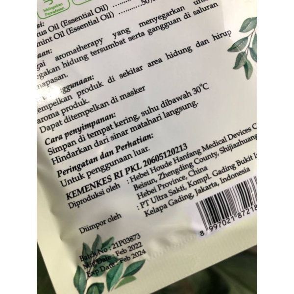 Tempelan stiker masker import isi 16 patch seperti freshcare  FreshCare Eucalyptus Patch