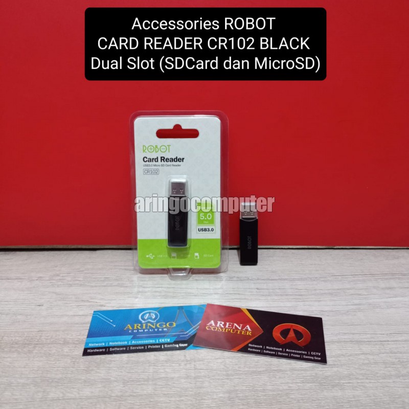 Accessories ROBOT CARD READER CR102 BLACK Dual Slot (SDCard dan MicroSD)