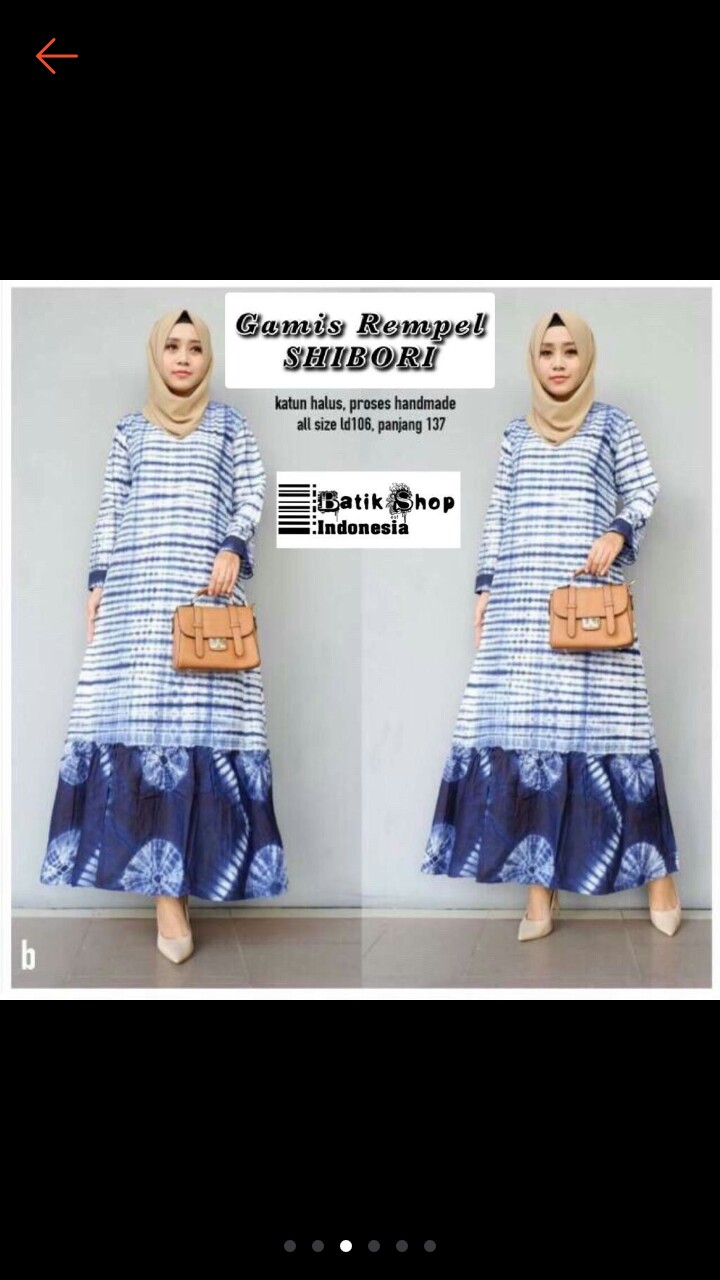 Gamis Rempel Shibori Rempel Batik Modern Handmade Jumputan Baju Muslim Tie Dye Sibori Pesta Kantoran