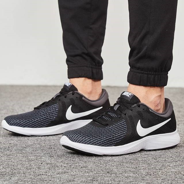 Nike Revolution 4 Running Shoes Sepatu Lari Black Anthracite White