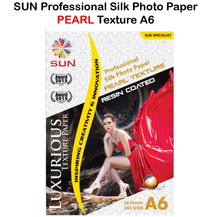 Kertas Foto Glossy / Silky A6 4R 5R Texture - SUN Professional Silk Photo Paper 265 4R, A6 , 5R - Motif Glossy, Pearl, Satin, Canvas