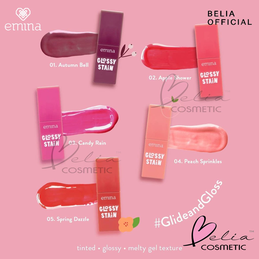 ❤ BELIA ❤ EMINA Glossy Stain 3g | Lip tint gel finishing glossy